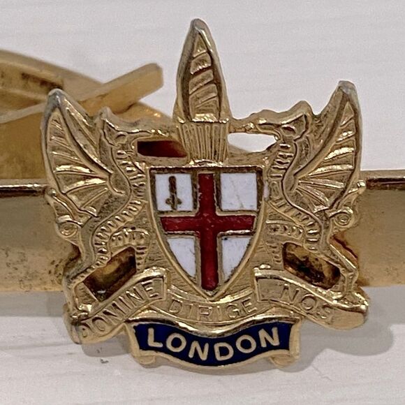 Vintage London England Crest Tie Clip In Gold Tone - Picture 1 of 6